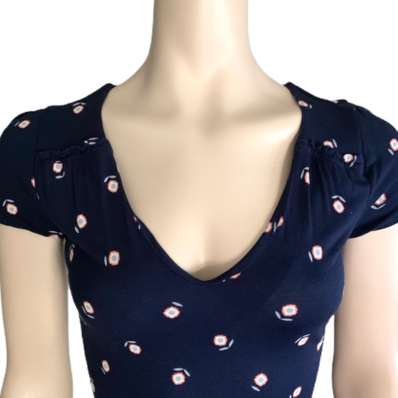 French Connection Navy Flowered Dress Size 0 - Picture 4 of 9